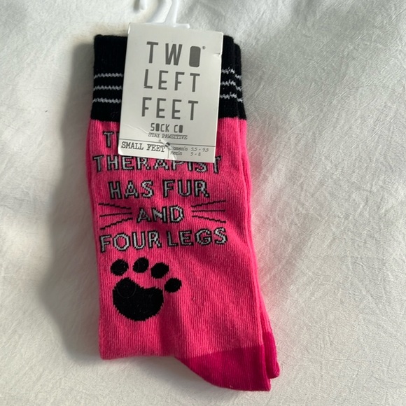 Pink and Black Crew Socks “The Best Therapist has further and four legs”… - Picture 1 of 3